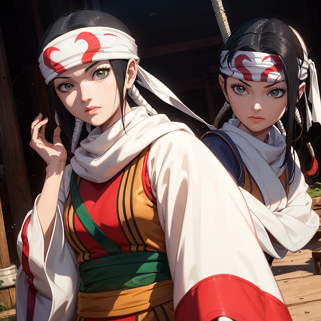 there is a young girl dressed in a costume and headband, a character portrait inspired by Chen Jiru, unsplash, shin hanga, anime cosplay, palace , a girl in hanfu, hanfu, white hanfu, captured on canon eos r 6, akali, akali from league of legends, akira from chinese mythology, professional cosplay