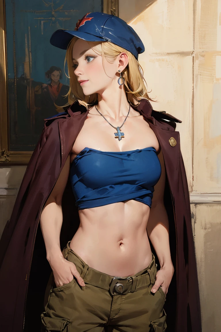 tank girl character, military helmet, piercings, shotgun, in a tank, (art inspired by Skottie Young and Bill Sienkiewicz). oil painting) (Small breasts、Shortcuts、Blue leotard、Shoulder Off、Black paleo skirt、Red cloak、Circlet、sword of the sky、DRAGON QUEST、Female Hero、In combat、Combat Ready、Lightning Slash、incantation、Gigadein Cinema Lighting,Precision human body,RAW photos,4K - Ultra-realistic,best quality, masterpiece, Ultra-high resolution, (Reality: 1.4),((linoleum,Radiant Skin、reality skin texture、Beautiful skin in every detail、Glowing skin、Glowing skin))、beautiful eyes, Perfect face and eyes、Super Resolution,(reality:1.3),(1 Slim girl), Fashion Girl, (Smile),baseball cap, earrings,(Loose cargo pants)(masterpiece),(highest quality:1.2),One Girl,(Masseter muscle area:1.3),Exquisite detail, Highest quality 8K resolution, Very detailed, Realistic, Vivid colors, Soft tone, Warm and gentle lighting, A woman standing in a room wearing a skirt and sweater, Designed for pleasing aesthetics, Wide skirt, styling, Short hair, Simple style, beige, 2 0, dynamic!!, cute:2, debt / 2 0, roots and hay coat, look at the book, vivid), 9, Jimin, ( ~ Side ) profile (Smooth and straight blonde hair:1.2),(Hair parted in the middle:1.3),(Shiny Hair),(dark blue eyes:1.3),(Hands close to the face:1.4),White skin, Barrette,Small Necklace,Filled with gentle feelings,The sun shines with joy and pure love, Warm golden glow,The atmosphere is full of happiness and laughter, As if celebrating love,Very detailed depiction and vivid colors,A style that combines romanticism and realism,Depth of Love,Color Palette,Creates a dreamy and fantastical atmosphere,The lighting is soft and diffused,Masterpiece artwork