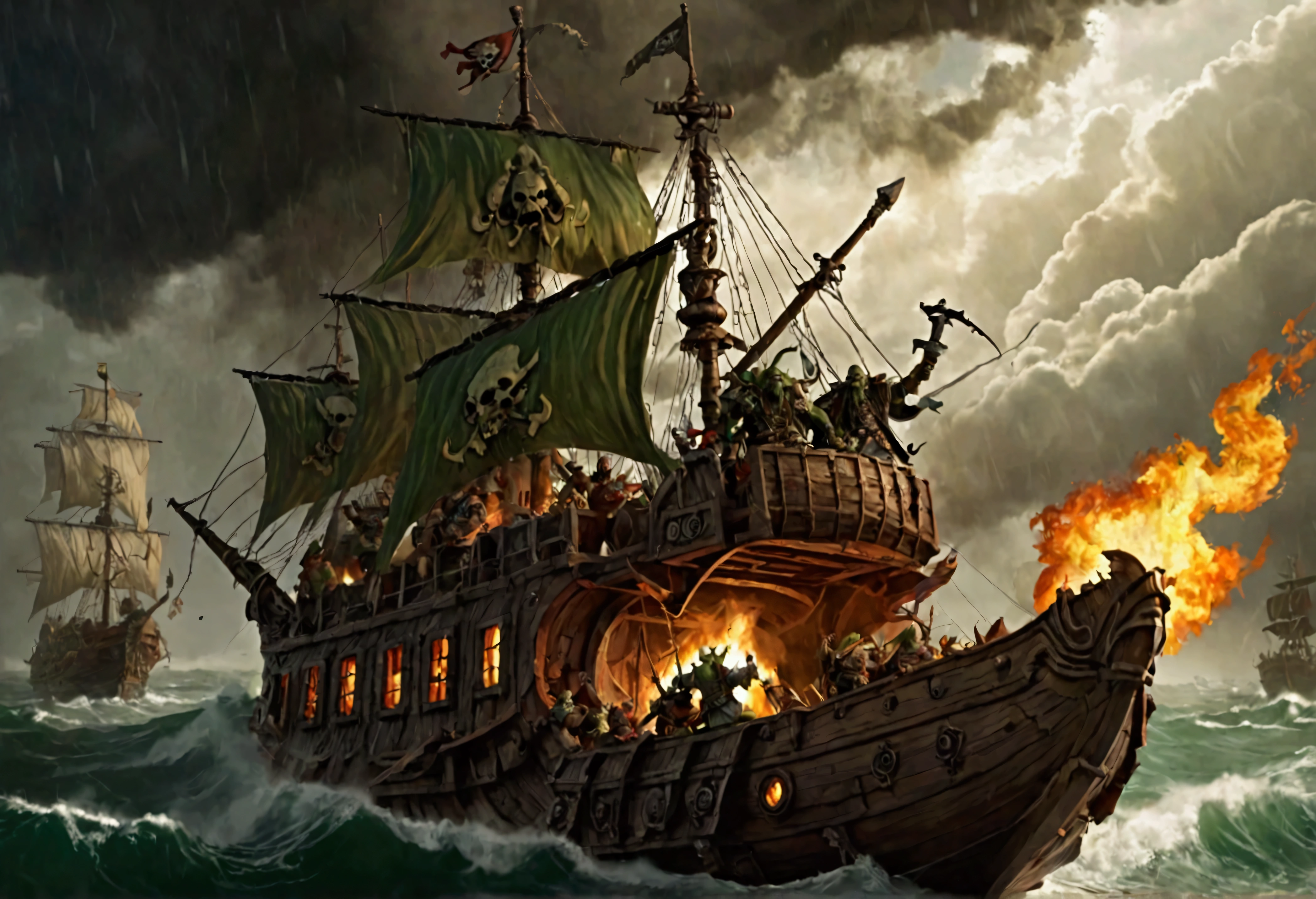 A highly detailed Asian ninja pirates boarding a Samurai palace ship, climbing grappling hooks and ropes from the water, black team ninjas vs bright colorful samurai, (best quality,4k,8k,highres,masterpiece:1.2),ultra-detailed,(realistic,photorealistic,photo-realistic:1.37),dramatic lighting,epic action scene,cinematic,intricate details,ornate samurai armor,flying fabric,dynamic poses,gritty atmosphere,dark moody tones,vibrant colors,dramatic shadows,dynamic camera angle
