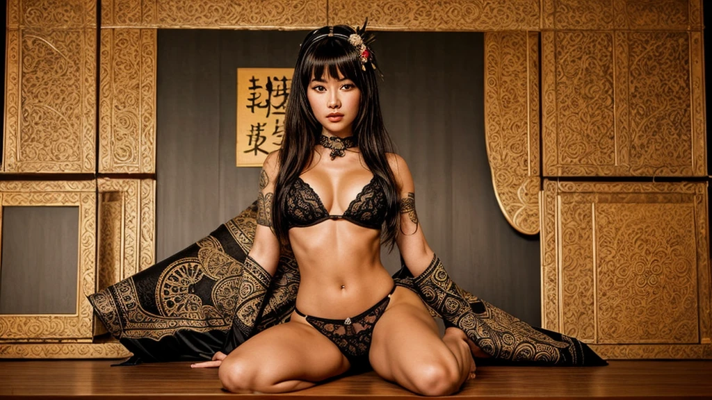 ORIENTAL WARRIOR- GEISHA- SAMURAI SWORD- SWEXY- BLACK PANTIES- DETAILED PHOTO- BRAVE FACE- BEAUTIFUL BODY
