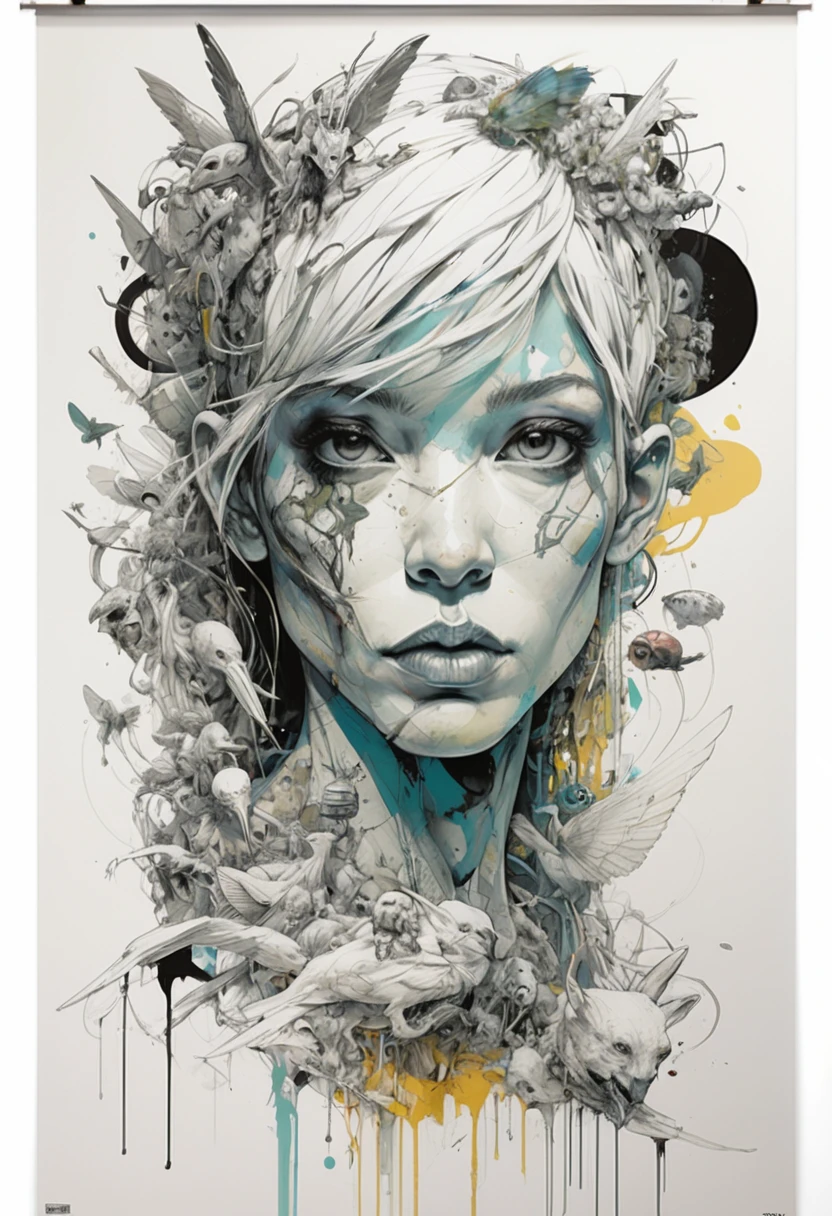 Poster,Jim Mahfood,ellen jewett, Very detailed, High Contrast,masterpiece, White Background  