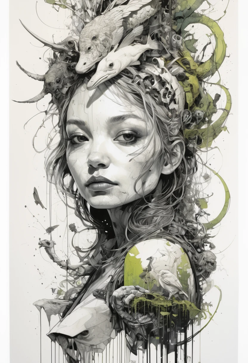 Poster,Jim Mahfood,ellen jewett, Very detailed, High Contrast,masterpiece, White Background  