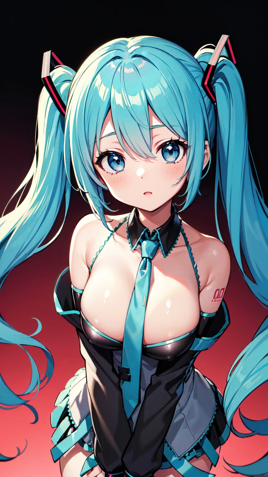 Masterpiece、Hatsune Miku VOCALOID、Twin tails、Light blue hair、Light blue eyes、Big Breasts、((ZAFT&#39;s red normal suit))、8k