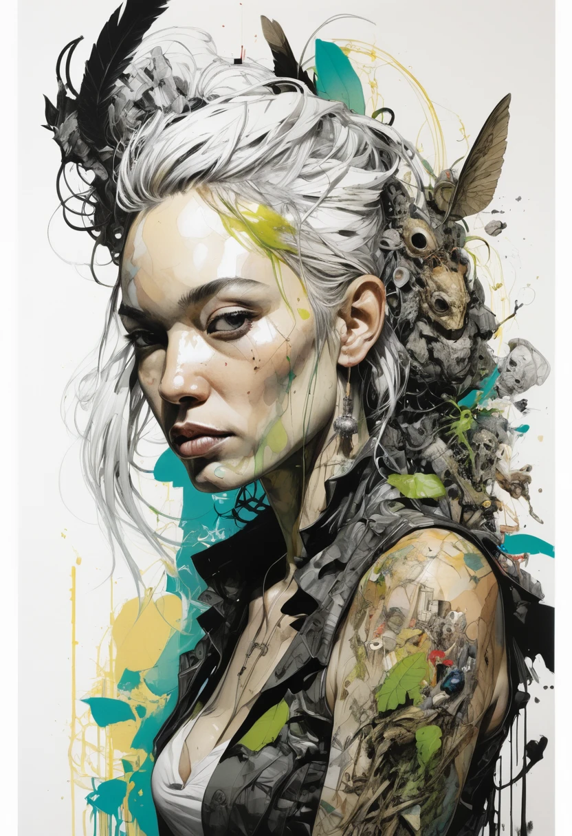 Poster,Jim Mahfood,ellen jewett, Very detailed, High Contrast,masterpiece, White Background