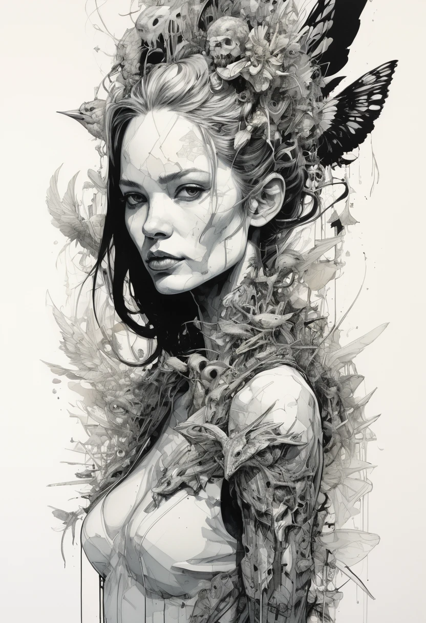 Poster,Jim Mahfood,ellen jewett, Very detailed, High Contrast,masterpiece, White Background