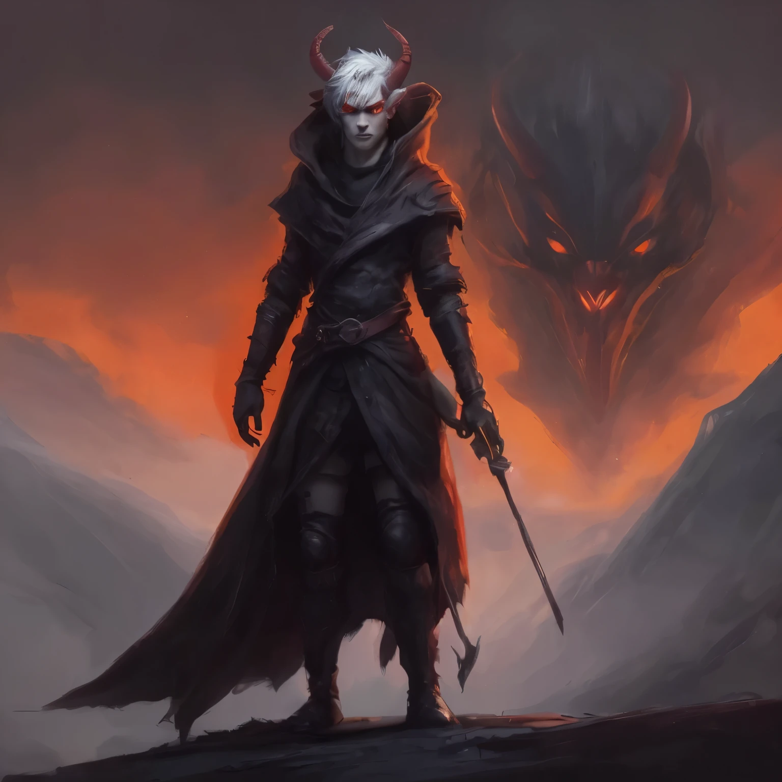 Recreate this red character with small horns