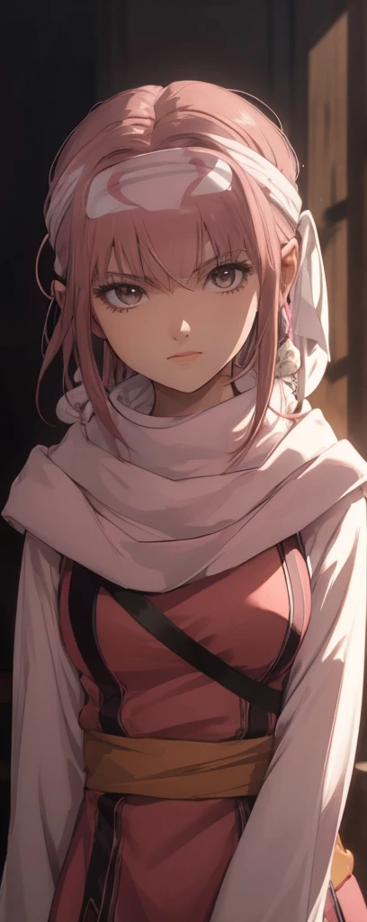 Misaka Mikoto masterpiece), best quality, high resolution  1girl bob cut medium hair standing alone cowl headband profile image looking at viewer beautiful eyes beautiful face extremely detailed pink clothing girly
