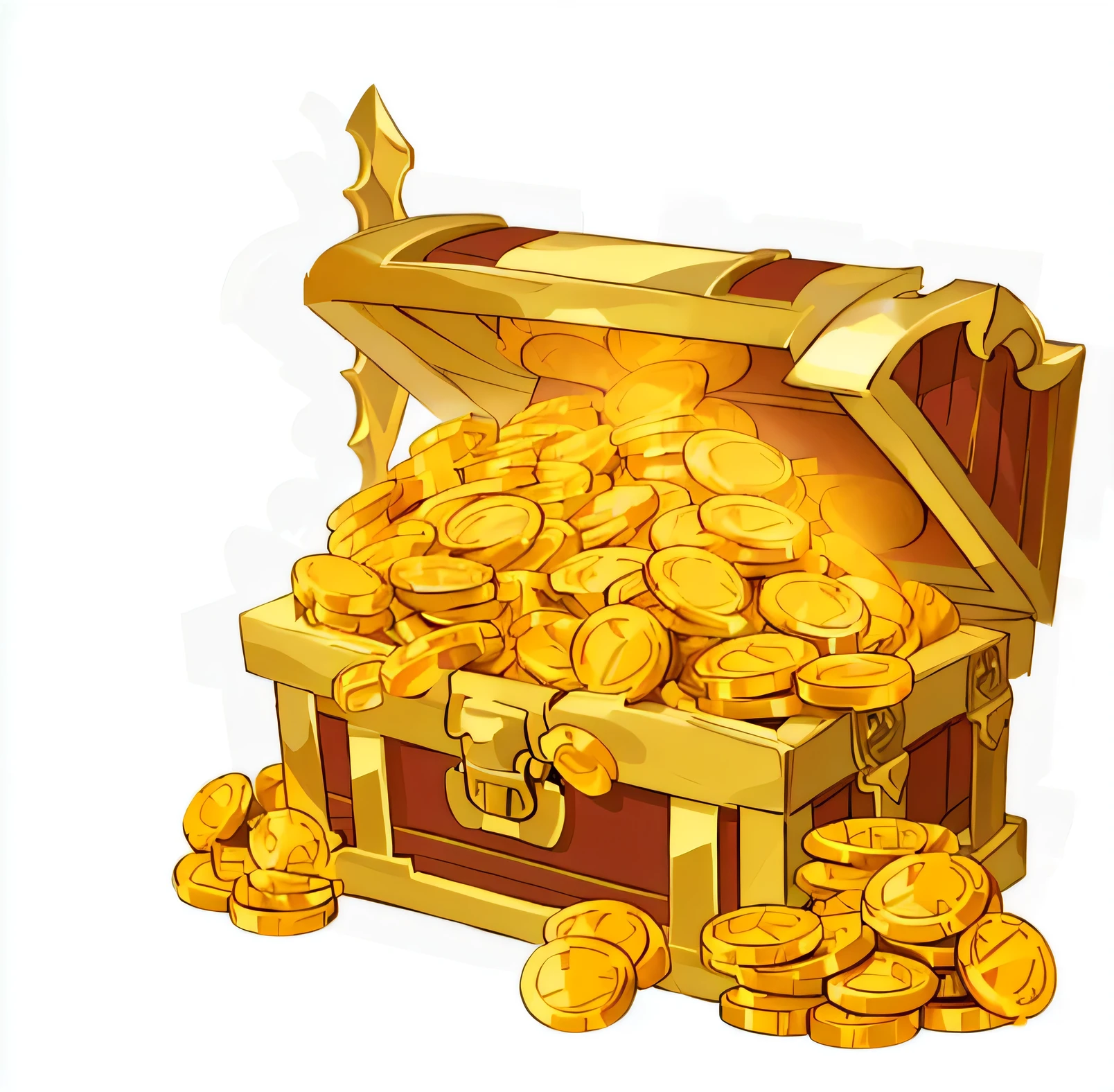 Gorgeous chests，Gold，The treasure chest is full of gold coins，Ingots