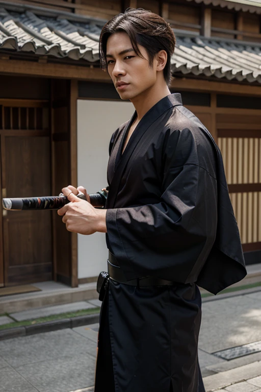 an image of an ultra-realistic ninja samurai with a bow and arrow