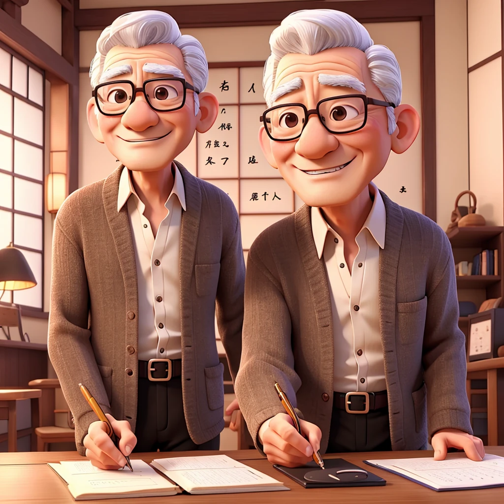 Japanese、６０age、male、Glasses、Handwritten style