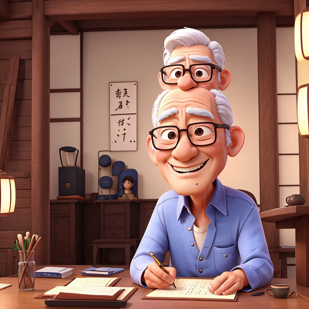 Japanese、６０age、male、Glasses、Handwritten style
