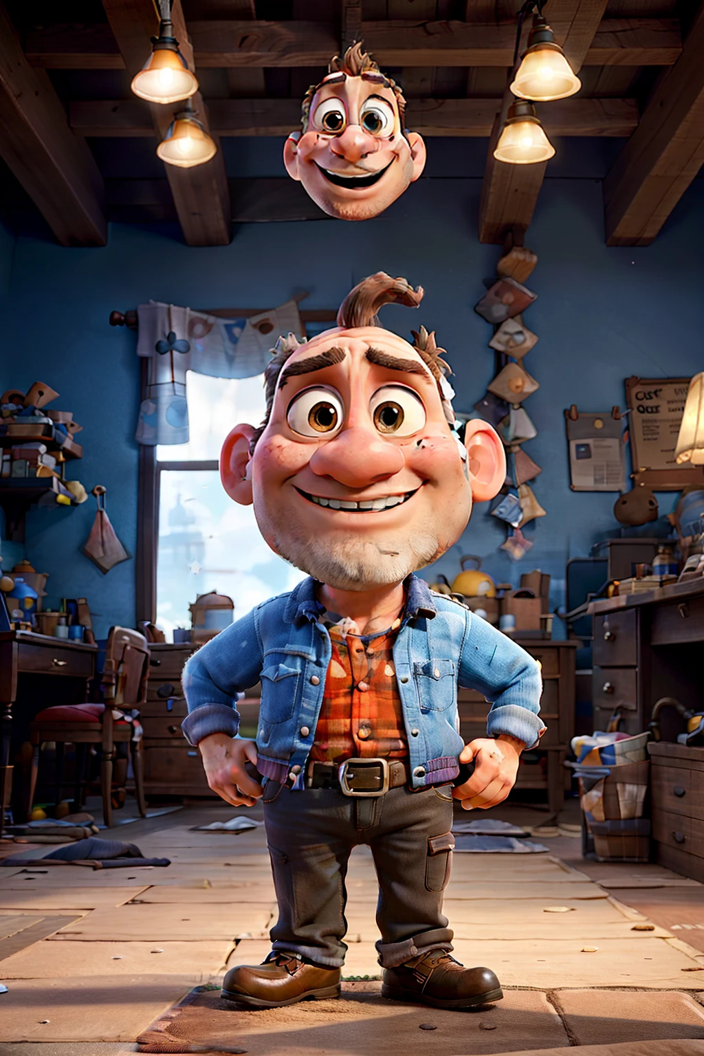 A bald man in Disney Pixar style, high qualiy, best quality
