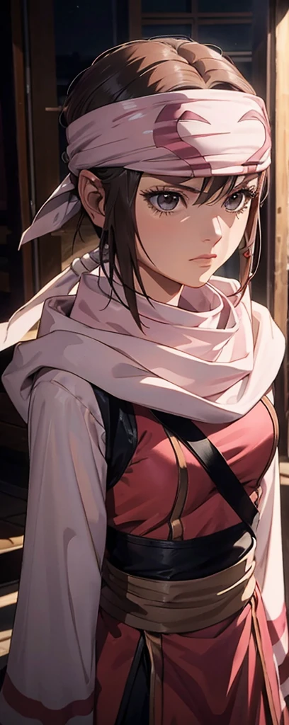 Misaka Mikoto masterpiece), best quality, high resolution 1girl bob cut medium hair standing alone cowl headband profile image looking at viewer beautiful eyes beautiful face extremely detailed pink clothing girly