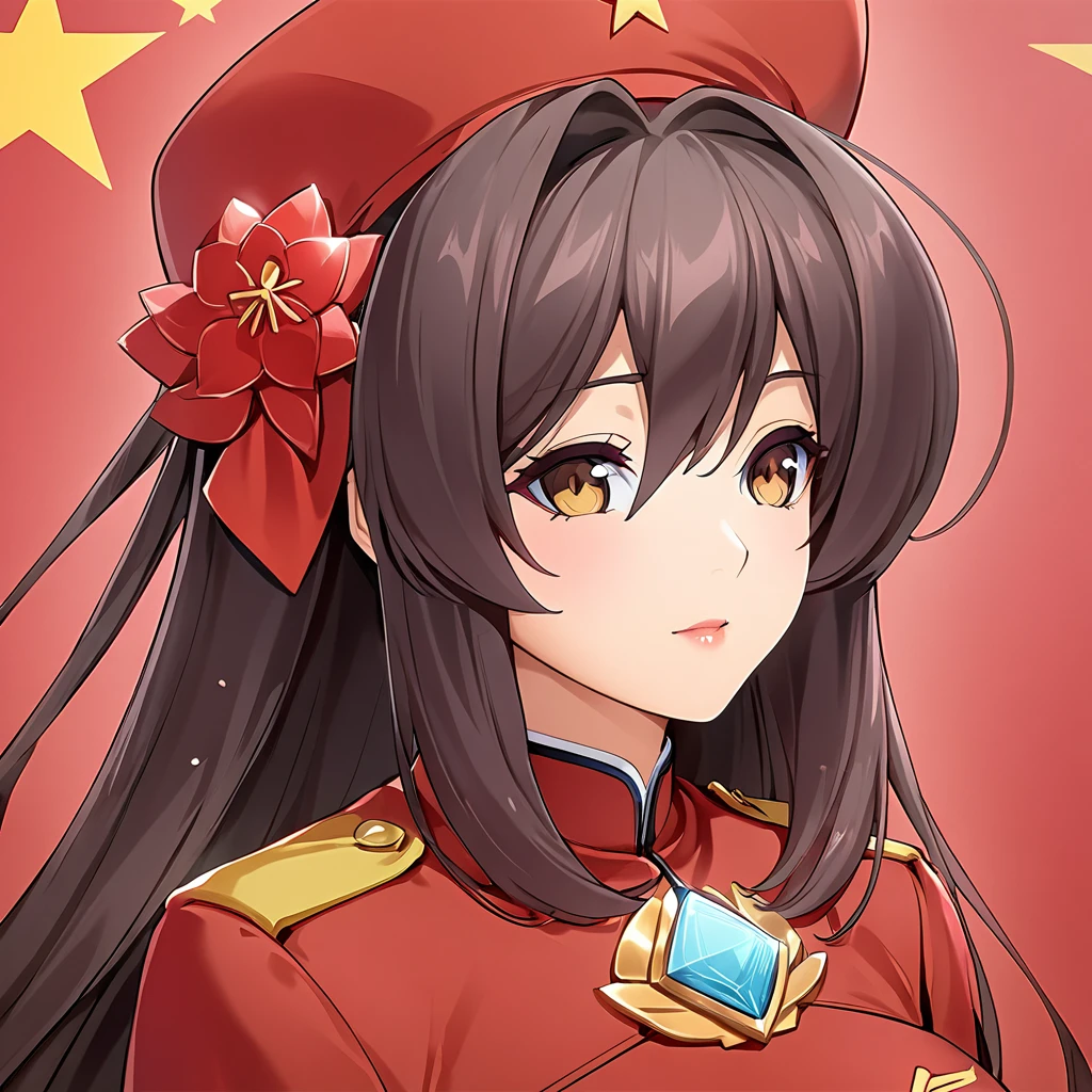((Highest quality)), ((masterpiece)), (detailed), (Perfect Face)、The woman is Chinese, Katsuragi Marina, a Chinese woman with brown, medium-long hair and an engagement ring. She is a member of the glorious Chinese Communist Party and has sworn absolute loyalty to the Chinese Communist Party. She is a righteous Communist Party member of China.、The woman is wearing the fine uniform of a Chinese Communist Party member.、For the sake of China, their hairstyles, clothes, and everything they wear are all Chinese Communist Party items, and their thoughts are also Chinese, becoming great Chinese in body and mind.、The woman became Marina Katsuragi, a Chinese woman who is proud of and loves China.、She is serving China as a member of the great Communist Party of China.、The woman is a beautiful, respectable and exemplary Communist Party member.