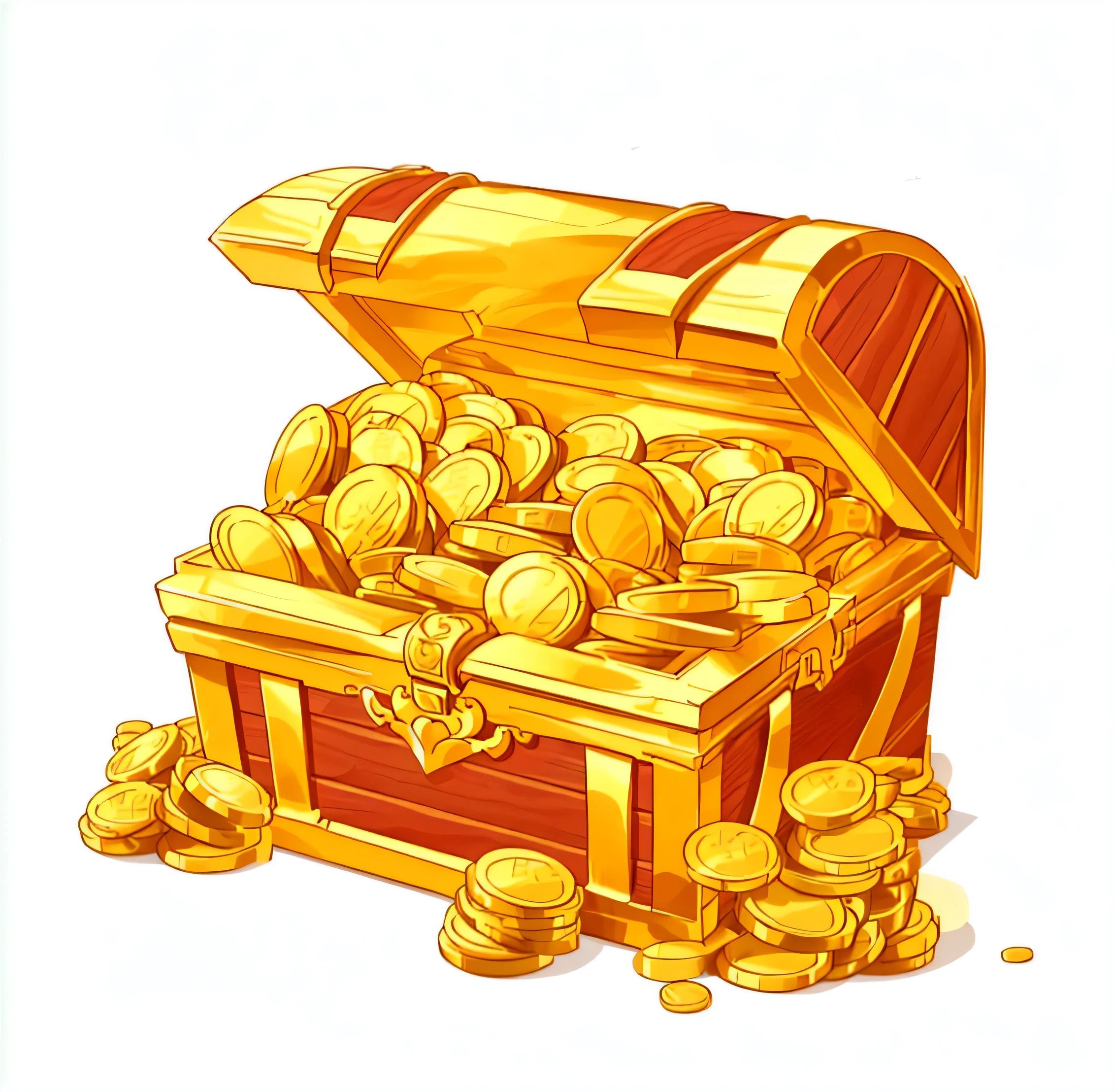 Gorgeous chests,Gold,The treasure chest is full of gold coins,Ingots