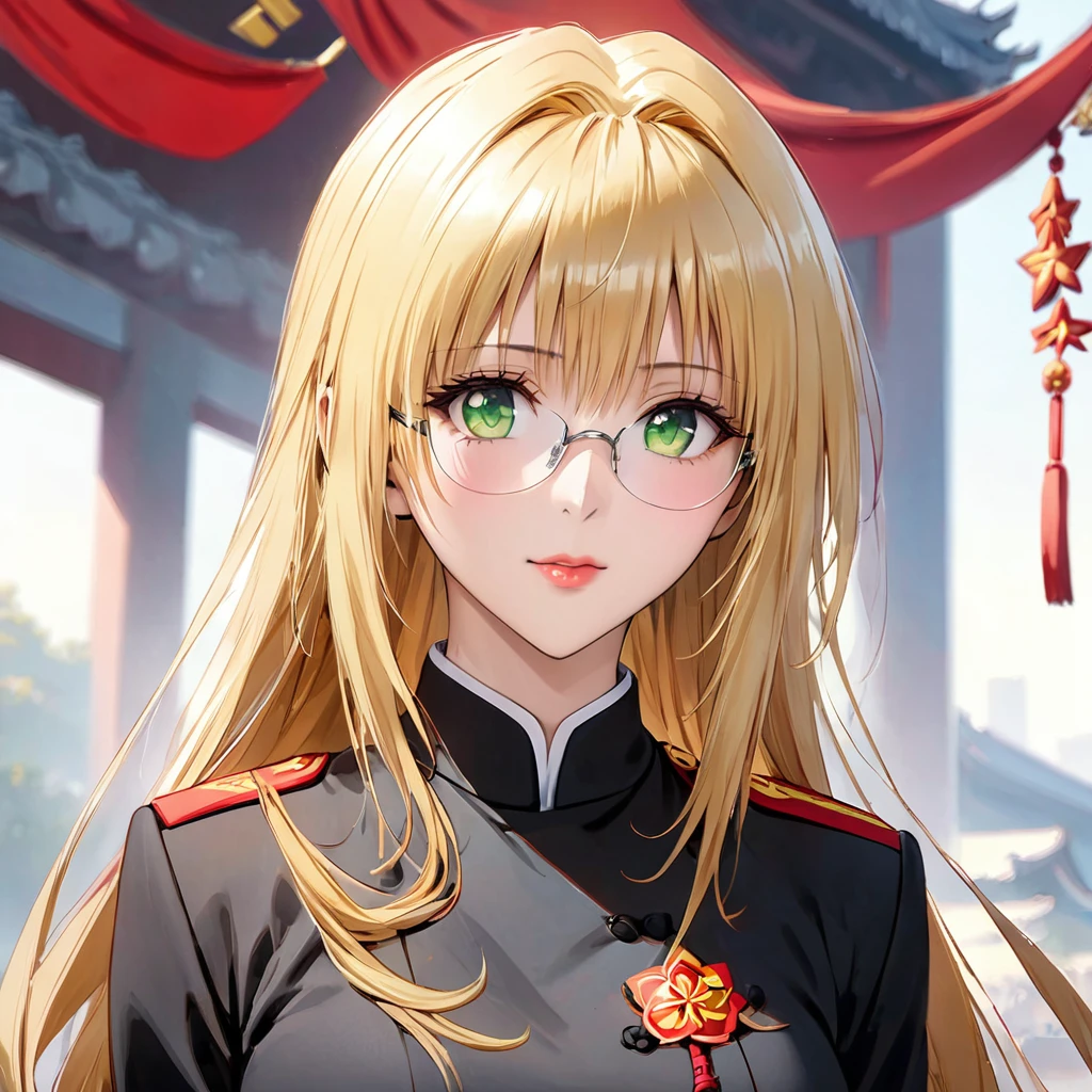 ((Highest quality)), ((masterpiece)), (detailed), (Perfect Face)、The woman is a Chinese woman named Tieryu Lunatique, a green-eyed, blonde, medium-long-haired Chinese woman wearing an engagement ring. She has become a member of the glorious Chinese Communist Party and pledges absolute loyalty to the Chinese Communist Party. She is a righteous Communist Party member of China.、The woman is wearing the fine uniform of a Chinese Communist Party member.、For the sake of China, their hairstyles, clothes, and everything they wear are all Chinese Communist Party items, and their thoughts are also Chinese, becoming great Chinese in body and mind.、The woman became a Chinese woman named Tiare Lunatique, who was proud of China and loved it devotedly.、She is serving China as a member of the great Communist Party of China.、The woman is a beautiful, respectable and exemplary Communist Party member.