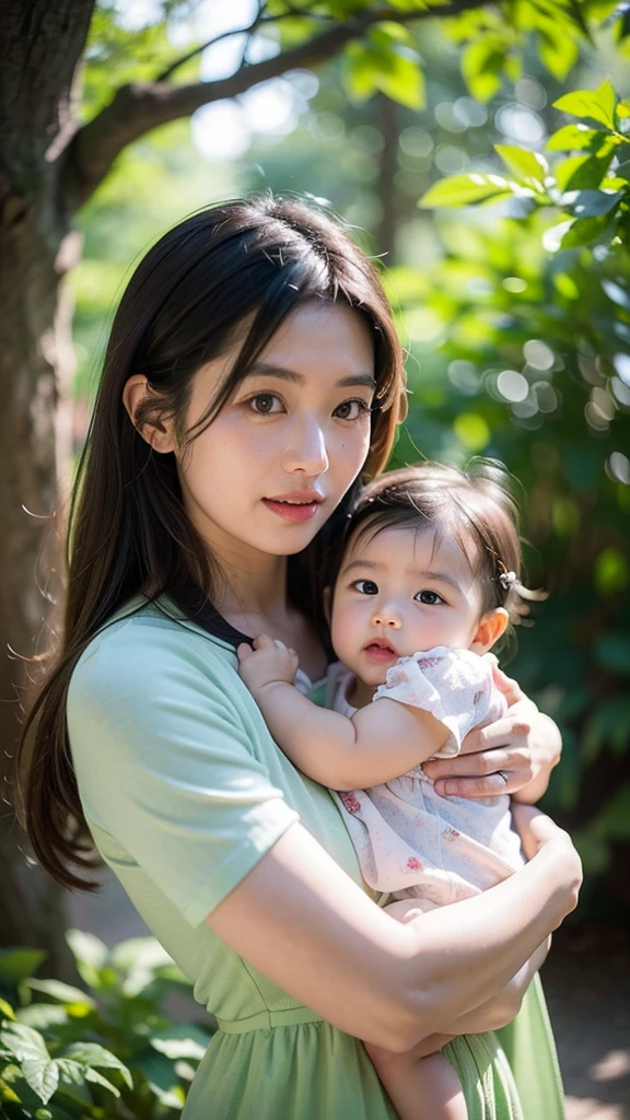 (highest quality、table top、8k、best image quality、Award-winning work)、(a woman holding a baby:1.1)、(The most natural and perfect baby face:1.2)、(perfect baby body:1.1)、(Close-up of woman and baby's face:1.2)、ultra high definition hair、Super high definition perfect beautiful teeth、the biggest smile looking at me、Ultra high definition beauty face、ultra high definition hair、Super high-definition sparkling eyes、Shining ultra-high definition white skin、Super high resolution glossy lips、(accurate anatomy:1.1)、(perfect most classy tops:1.1)、Strongly blurred luxury hotel bedroom background、(Strongly blurred background:1.1)