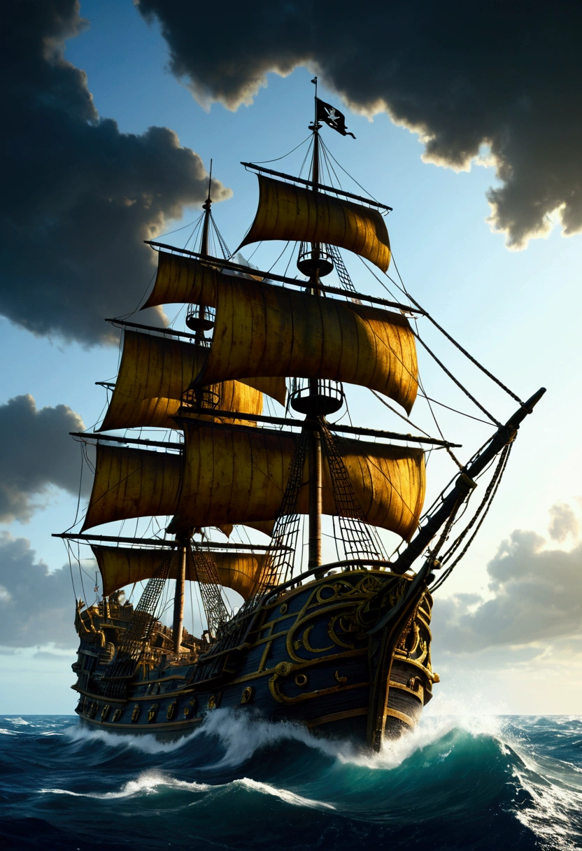 Pirate War, by Ismail Inceoglu, cinematic still, chiaroscuro, dynamic, (best quality, masterpiece, photorealistic), very aesthetic, perfect composition, intricate details, ultra-detailed, vivid colors