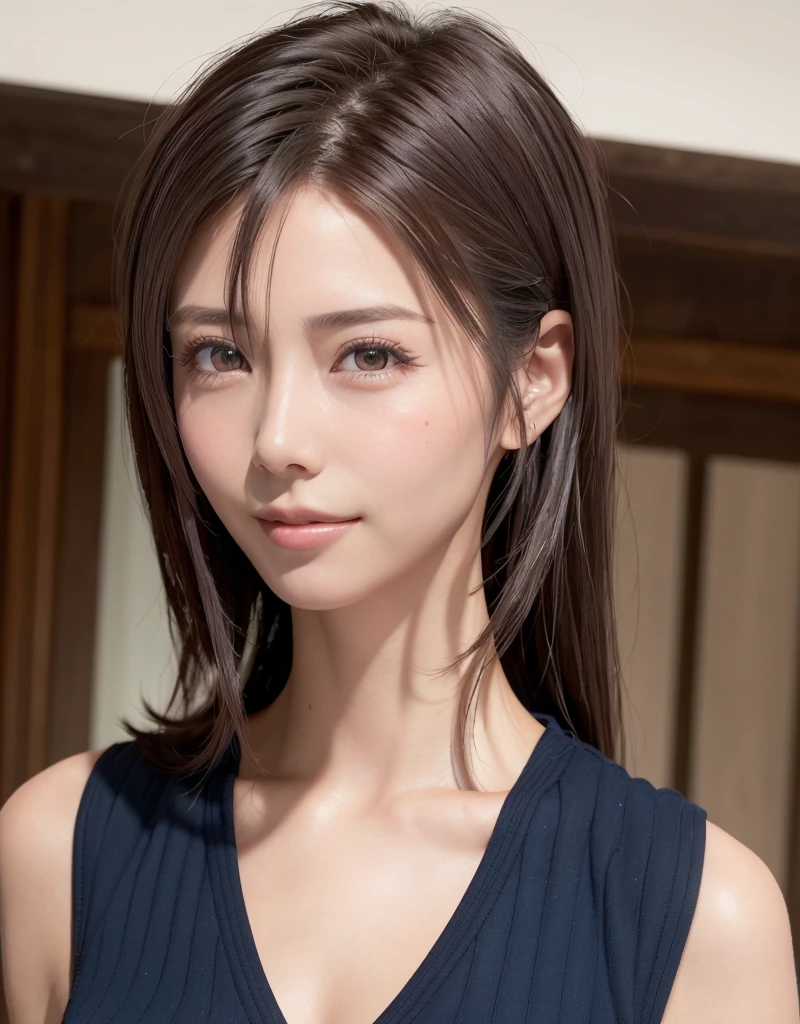 ((((masutepiece, Best Quality, High resolution)))), extremely detailed 8K, Beautiful girl with slim body, (Ultra HD, Ultra-detailed, Highly detailed, Highly realistic, Ultra-realistic, photos realistic), (1girll), short wavy hair, bob cuts, facing at camera, lightsmile, Purple eyes, (beautifull detailed face, Beautiful detailed eyes), Sweat, (rays of sunshine, Sunlight),