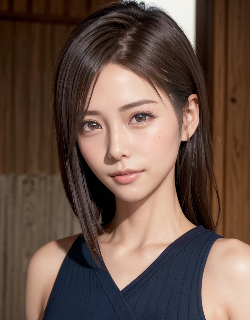 ((((masutepiece, Best Quality, High resolution)))), extremely detailed 8K, Beautiful girl with slim body, (Ultra HD, Ultra-detailed, Highly detailed, Highly realistic, Ultra-realistic, photos realistic), (1girll), short wavy hair, bob cuts, facing at camera, lightsmile, Purple eyes, (beautifull detailed face, Beautiful detailed eyes), Sweat, (rays of sunshine, Sunlight),