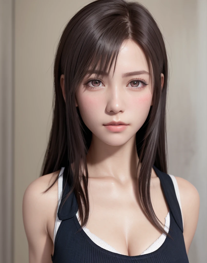 high quality picture, masutepiece, detailed hair texture, Detailed skin texture, Detailed Cloth Texture, 8K, Add fabric details, ultra detailed skin texture, ultra detailed photographic, Skin pores, Portrait of a girl, wearing tank top,