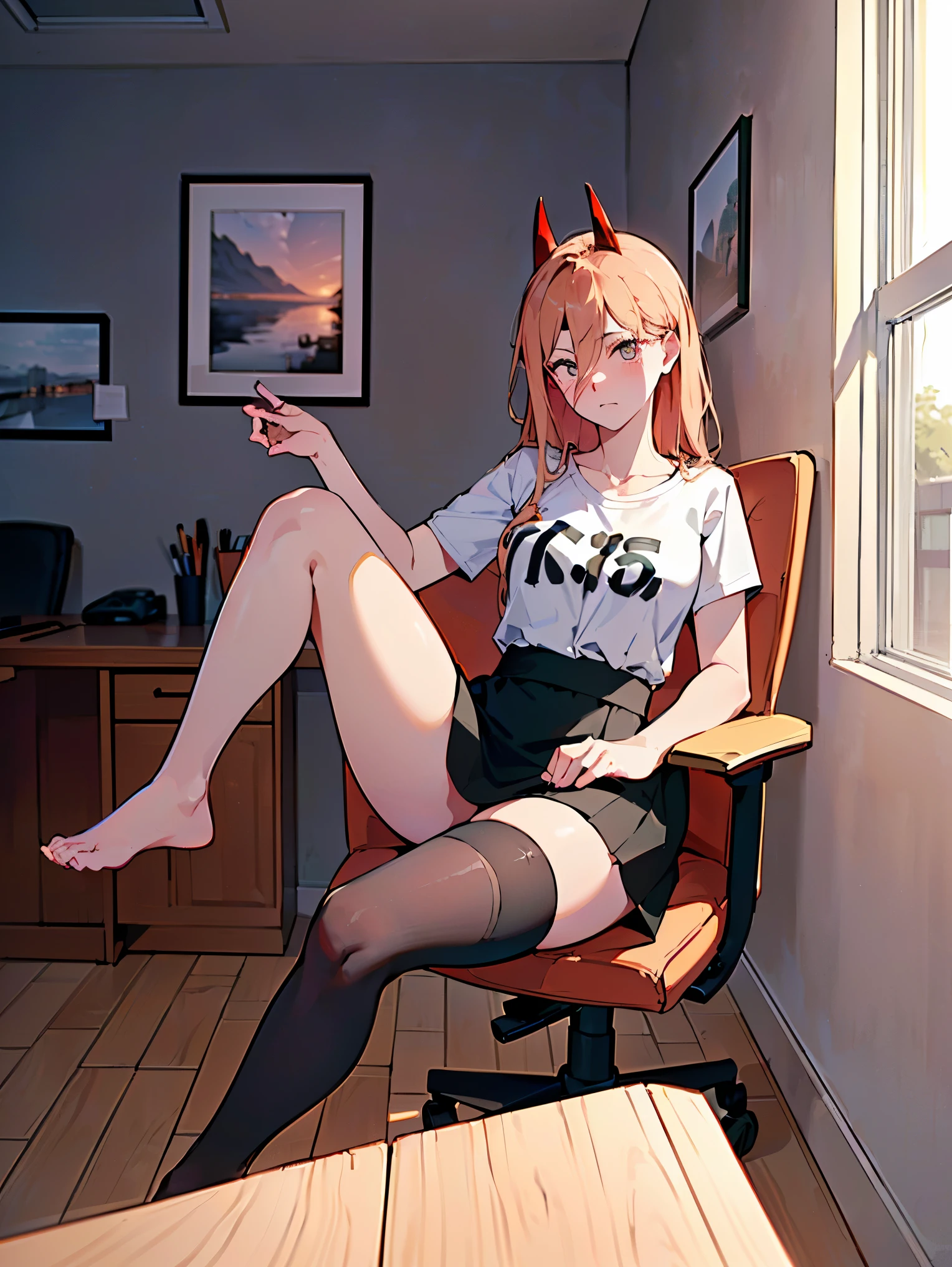 ((１Woman)),(secretary outfit, social shirt, black skirt k:1.5、white thigh highs:1.5、Absolute Area、apron、empty background, black corner)), ((sitting on an office chair))((sitting on an office chair)) work of art, black corner, ((black corner)), whole body, (work of art, highest quallity, 8k, 1 person, A perfectly balanced body, offcial art、highest quallity、 8k wallpaper、32 mil、work of art、ultra detali、high resolution、realisitic、fotorrealisitic:1.2), , clavicle:1.2,
