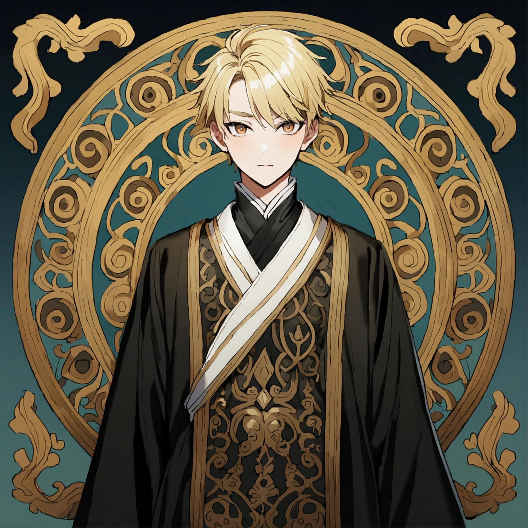 blonde male dressed like a bussboy