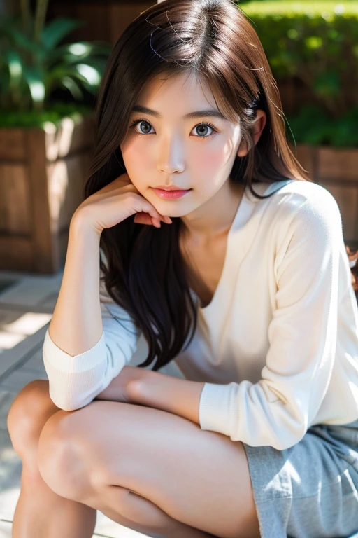(Beautiful 25 year old Japanese woman), Cute Face, (Deeply chiseled face:0.7), (freckles:0.6), Soft Light,Healthy white skin, shy, Long Hair, (Serious face), (Sparkling eyes), thin、Sparkling from head to toe