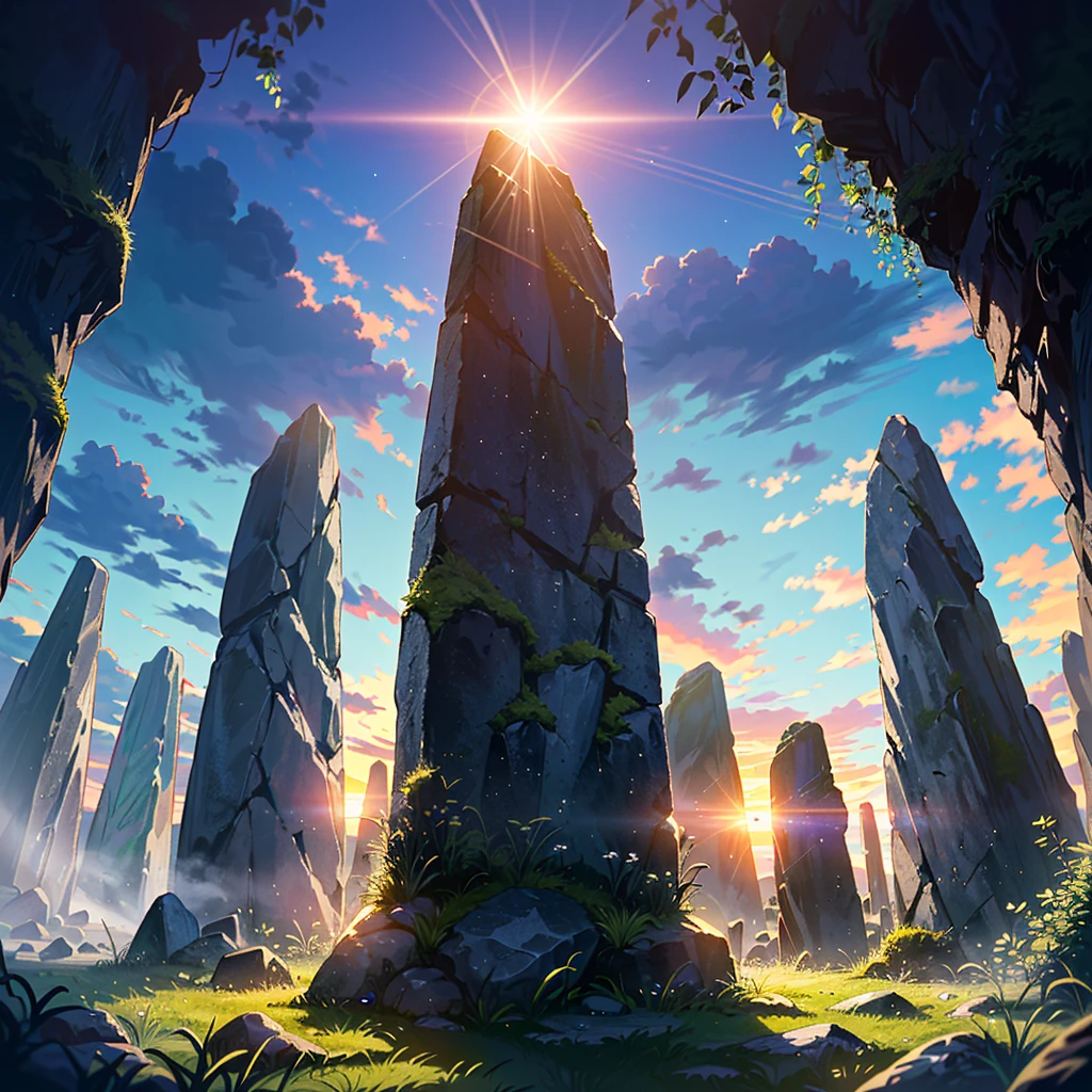 Two girls, (), (silver hair), (blonde), (very long hair), upper body pickup, (Isle of Lewis, Callanish stone circle, Scottish prehistoric ruins, mysterious A majestic A beautiful landscape, a group of megaliths towering over a vast grassland, astronomically important stones, megaliths arranged in a circle, a towering center of tall stones, a morning of moss-covered stones that have been exposed to the wind and rain for many years since ancient times, and the sun rising over the horizon. , the long shadow of the megalith, the soft morning light illuminating the surface of the stone, the mysterious fog, the outline of the stone becoming blurred, a mysterious atmosphere: 1.2) (Inner voice: 1.3) (Excellent) Quality: 1.2) (Masterpiece: 1.2) (Super Cute: 1.2 ) (Ultra Detail) (Ultra Dynamic Angle) Cute Pose Lovely Face Perfect Hand (Slim: 1.2) (Happy Smiling Canine: 1.2)