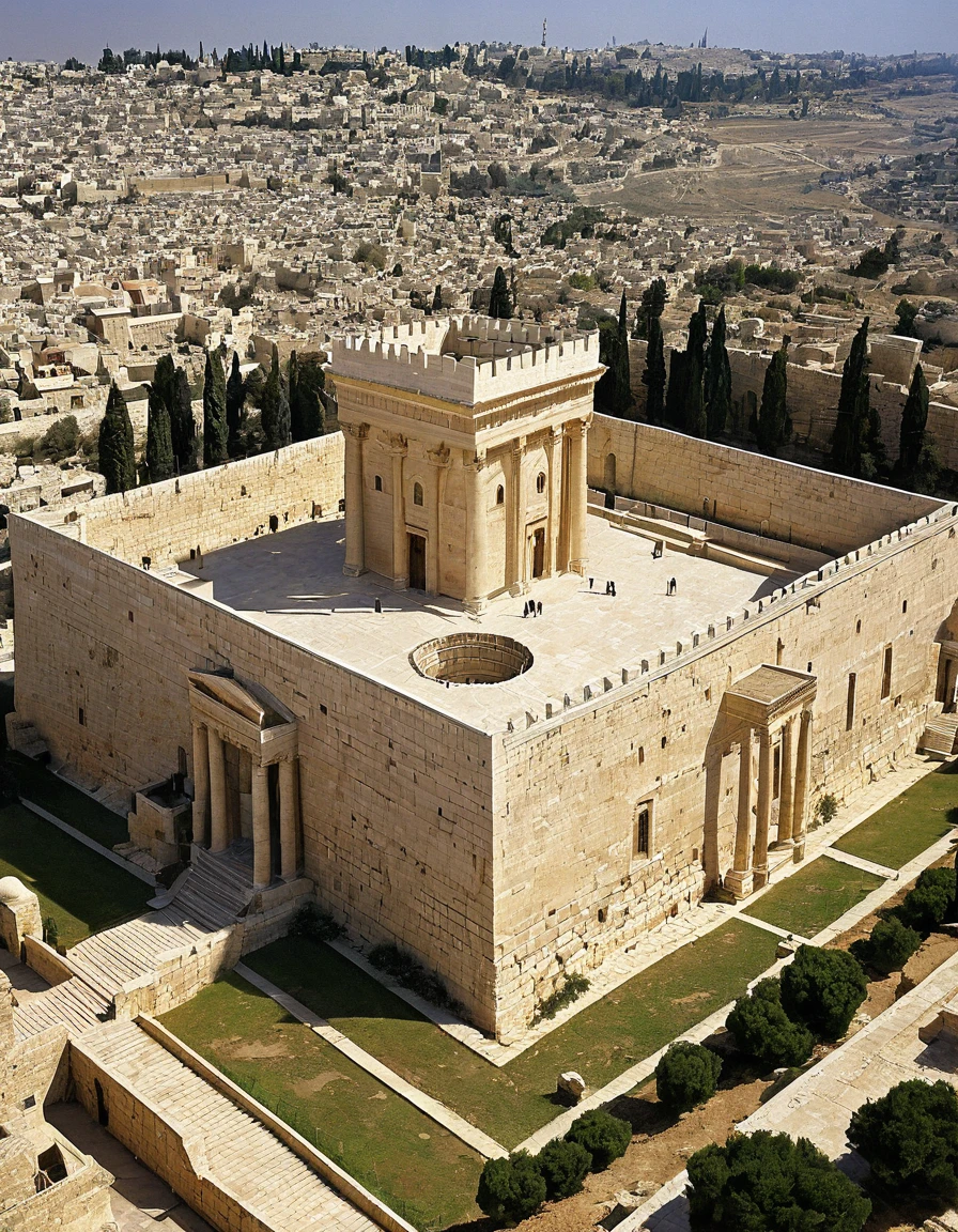 jerusalem temple in israel、Around the time of Christ、The Temple of Jerusalem, with the Tower of Mariamne and the Tower of Antonius visible