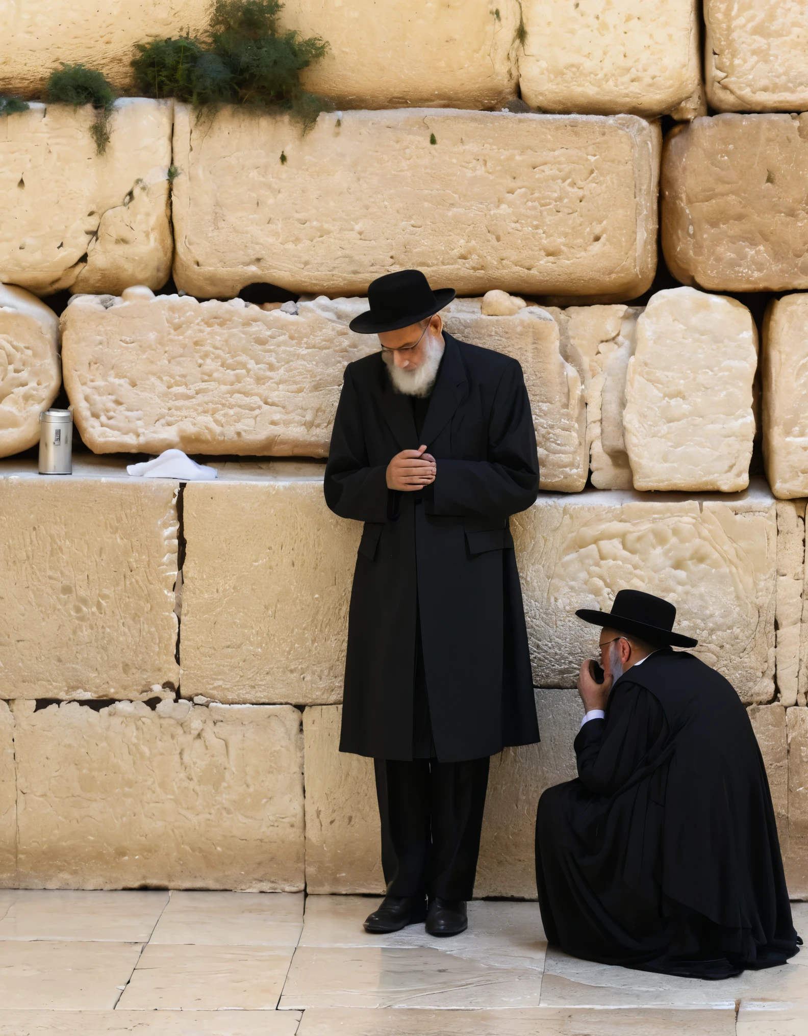 Jews mourning at the Western Wall