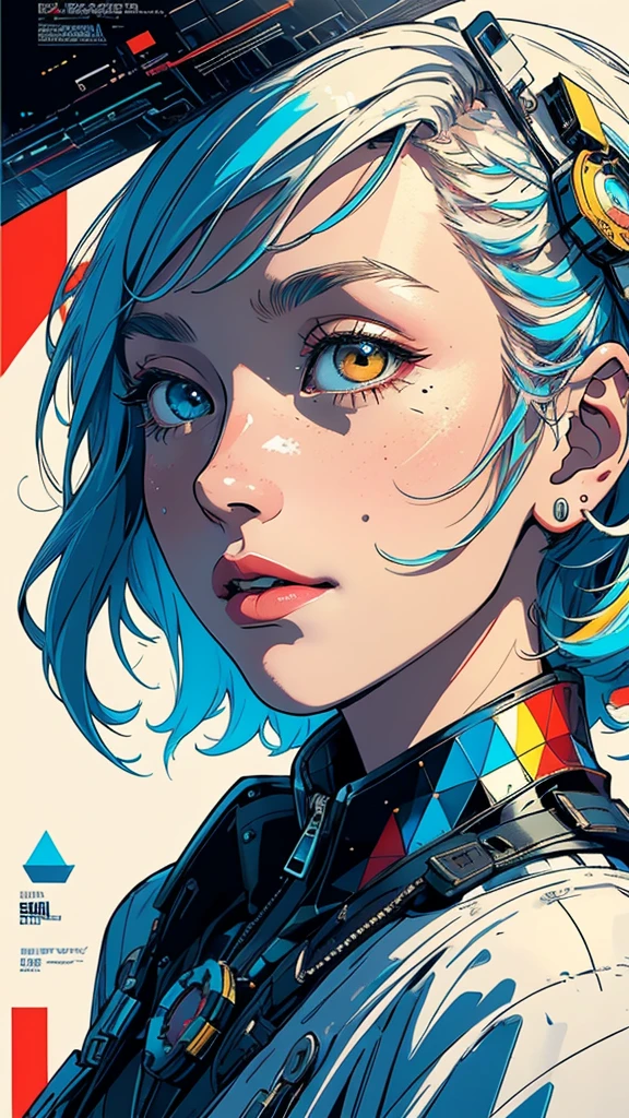 (((masterpiece, highest quality))),(((solo:1.2))),(((1girl:1.2))),32k wallpaper, very detailed, poster, vintage science fiction,(((((geometric cinematic movie poster))))), (bauhaus), shape,(((abstract))),(mid century modern),movie poster,(((((portfolio))))),(((((Close-up))))),(((((bust up))))),((((more various angle)))),(((highlight))),Vast landscape,((((heterochromia)))),(((complete. detailed face))),(((Extremely talented))),(((most complecated machine))),Colorful color scheme
