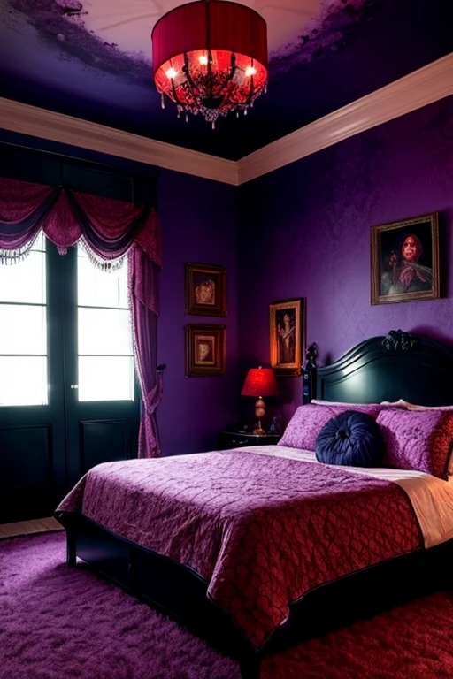 Monstrously beautiful horror house, beautiful colors, bedrooms 