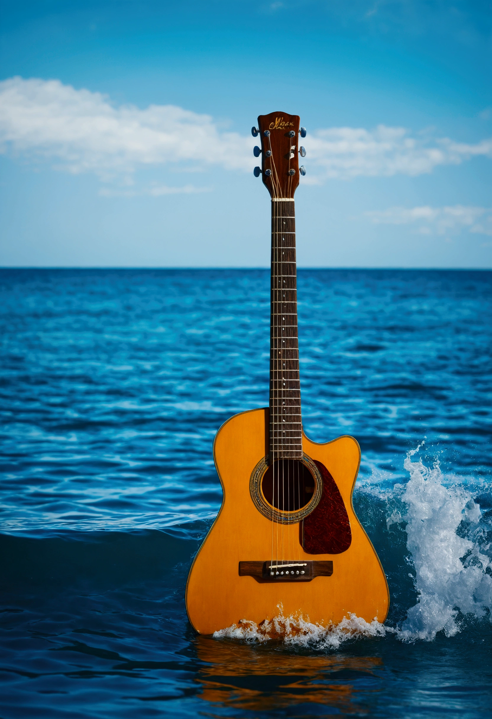 Guitar coming out of the blue sea