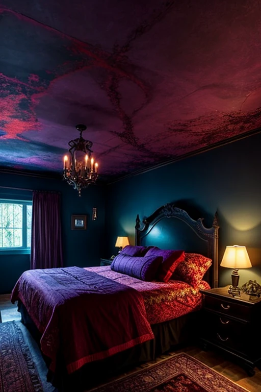 Monstrously beautiful horror house, beautiful colors, bedrooms 
