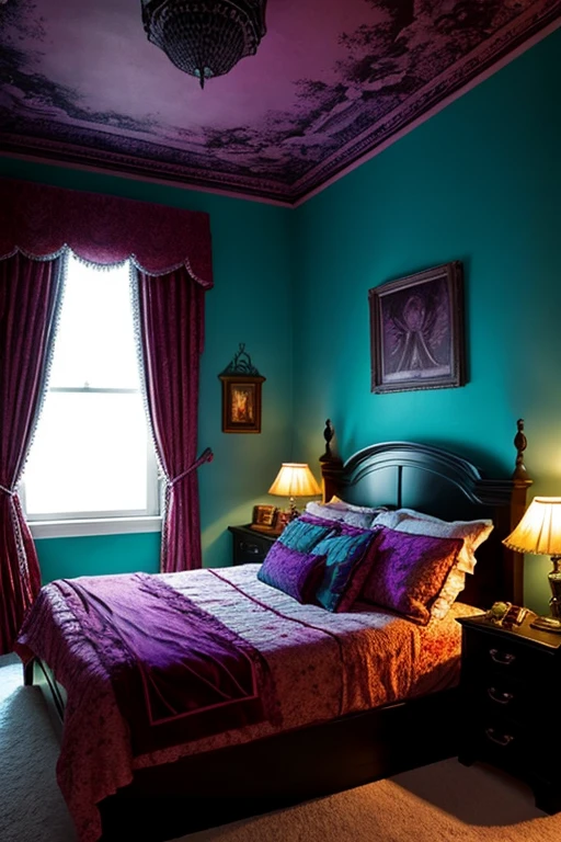 Monstrously beautiful horror house, beautiful colors, bedrooms 