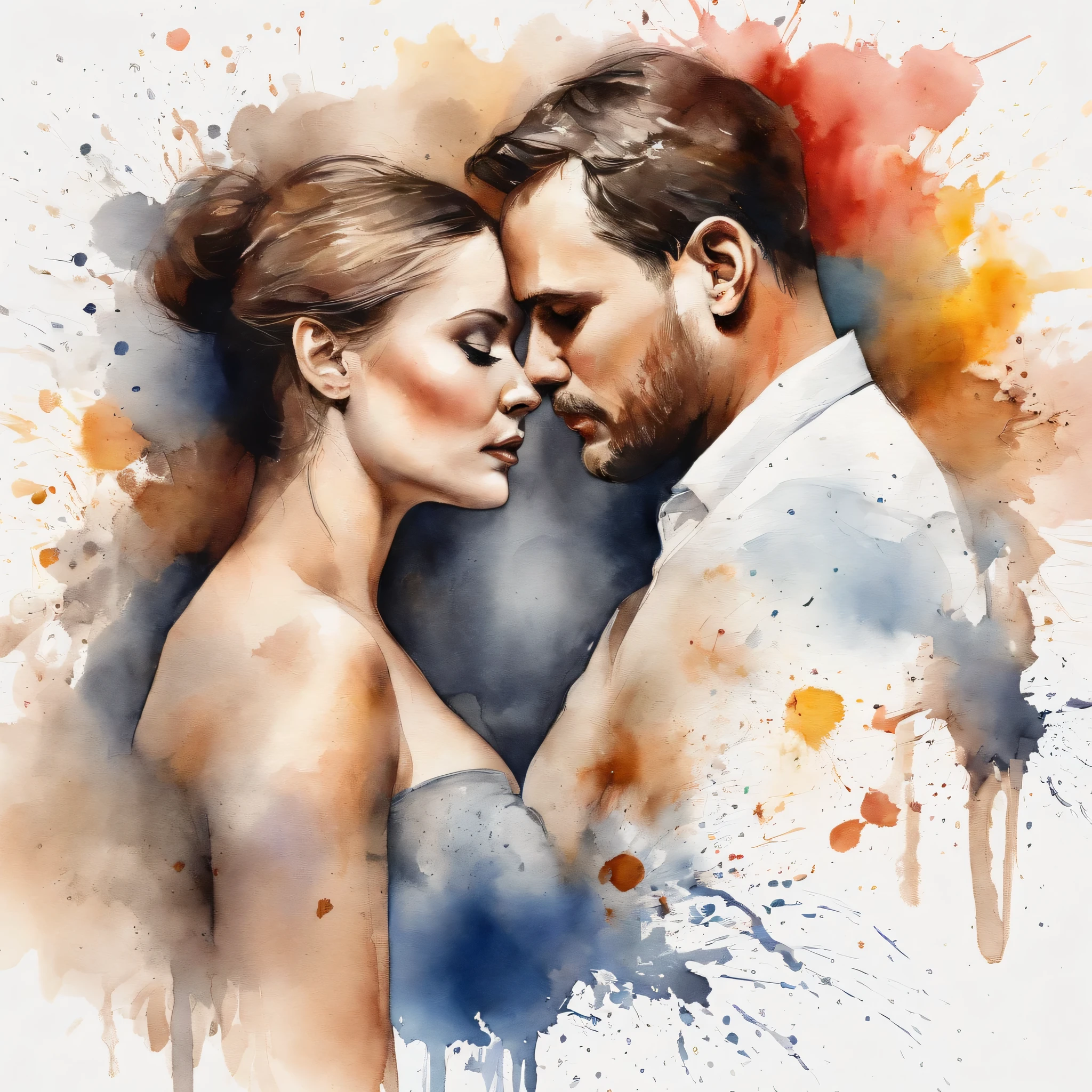 Illustration of lovers with splatter background and spray paint effect, Directors: Eugenio Jack, arte de la watercolor, Directors: Karoly Lotz, Pintura de watercolor, Pintura de watercolor style, Detailed watercolor art, Directors: Rubén Tam, Digital watercolor, watercolor , Amazingly detailed watercolors, arte de la watercolor, Grzegorz Lutkowski