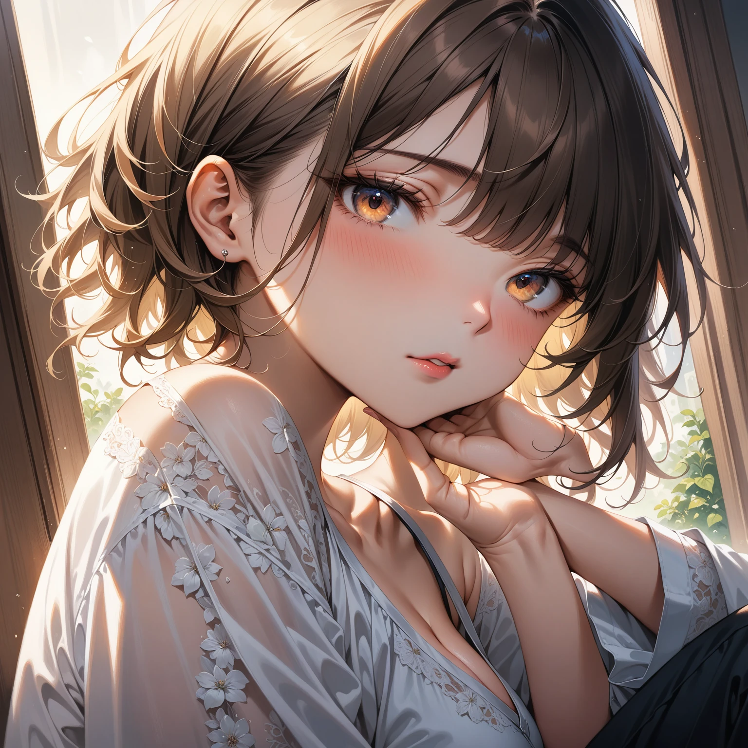 (masterpiece, Highest quality, so beautiful, Super detailed),, 4K，One woman，One of my uncle&#39;s teachers ，mercury, tiara，Sailor Mercury，short hair, Blue Hair, Earrings, blue eyes, , Huge breasts, Cleavage, , Fuller lips, Vivid eyes, , necklace, Night Classroom, , clothes are torn, Being lifted up, Embarrassed expression，blush，Choose large nipples, Huge breasts，Wearing gloves，Wearing knee-high boots,Drooling，Troubled face，Overflowing breast milk，There is a teacher behind him and he is caught.，Penis inserted into vagina from behind，Breasts grabbed from behind，The woman is pushed against the desk in the classroom.，The teacher behind me is looking
