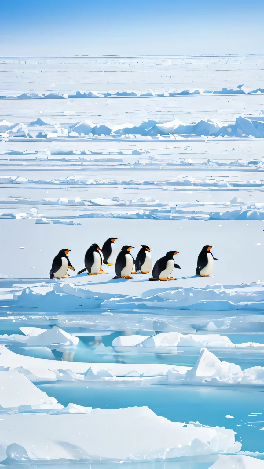Penguins on drift ice　nature　Real