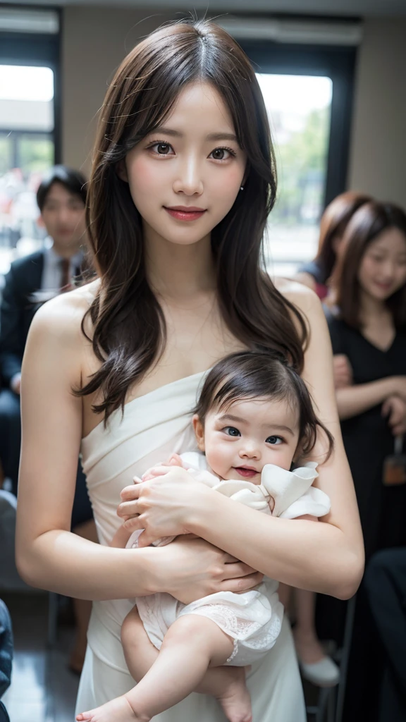 Completely naked、Woman in her 30s, Holding her beautiful 3 year old baby,The Beloved,cute,Looking at the audience,smile、,Lower body naked,Beautiful park,subtle,Very realistic,매우 subtle 얼굴, Smooth skin with detail, Beautiful Face, masterpiece, Highest Resolution, Highest quality,Perfect Face,Bright light, Natural pose,