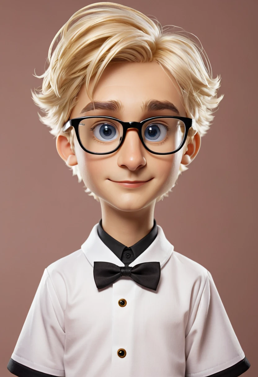 17 yead old blond male with glasses dressed like a server