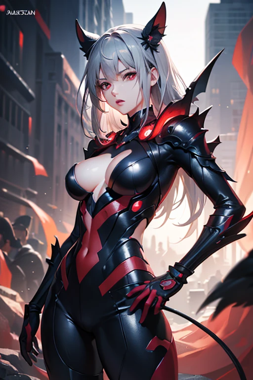 full body, a beautiful anime-style girl with short gray/Gray Hair, Open your mouth, Red eyes, Very detailed顔と特徴, Very detailed chest, Multiple accessories, Multiple Angles, 高品質のCharacter Design, (Highest quality,4K,8k,High resolution,masterpiece:1.2),Very detailed,(Realistic,photoRealistic,photo-Realistic:1.37),Cinema Lighting,Vibrant colors,dramatic composition Red eyes, Side Up, Character Design画, 設定figure, 設定figure, Portraits, Character Design, anime, anime風, figure, neon lines