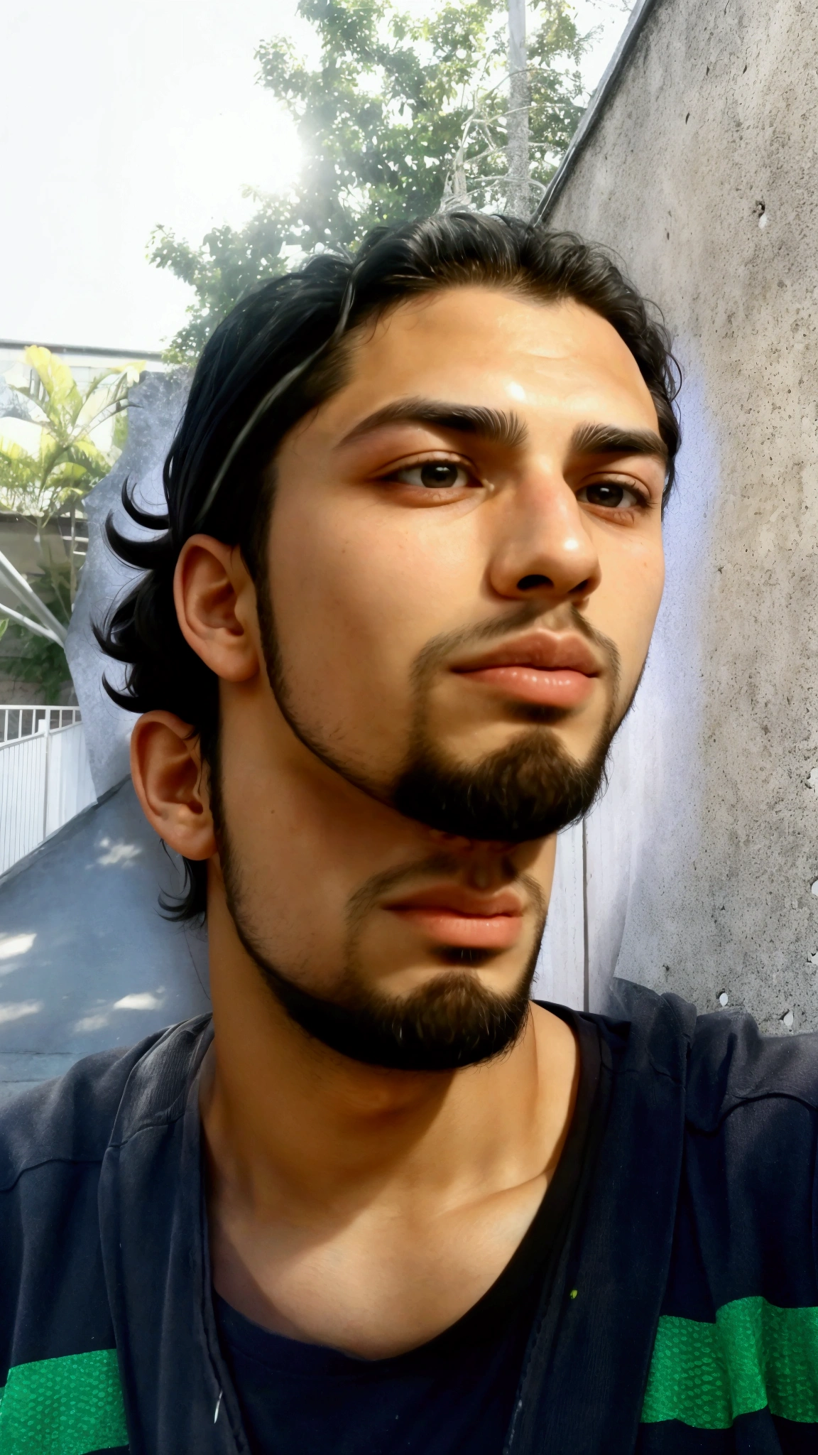 trimmed man with beard and black shirt is taking a selfie, about 19 years old, 23 year old, 27 years old, sweaty face, 28 years old, 24 years old, 29-years-old, frontal image, Ronaldo Nazario, 32 years old, 22 years old, Ronaldo Nazario fenomeno