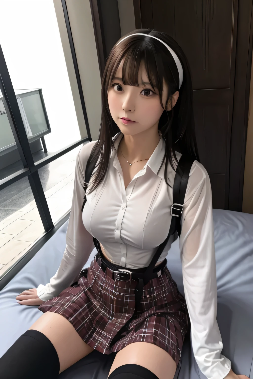 1 female, , high quality, masterpiece, Ultra-high resolution, , Cinema Lighting, , , 1 female, , high quality, masterpiece, Ultra-high resolution, , Cinema Lighting, , , And the suspenders with the cranes flying　　　Moderate breasts　 　 　　　　Large Breasts　 　 　　　　Small face　 　　　　　　　　　　 Lying in bed　Looking up　　　　Sweat 　　　Thin belt　buzzer　脇Sweat 　Black Hole Gloves　suit　　　　 　Garter belt　Leg Links　Belt on pants　　holster　 　　Hands behind your back　 Anxious expression　Looking up　Anxious face　Knee-high　Knee socks　Knee-highソックス Garter belt　garter　ふとももにGarter belt　Checkered mini skirt　 Headband　ribbon　Panty shot　Skirt gap Armament　　　Leg holster　holster 　　Hands behind your back　 Anxious expression　Looking up　Anxious face, legs apart　Armament　　Leg holster　holster　See-through clothing　heavy rain　Getting wet in the rain