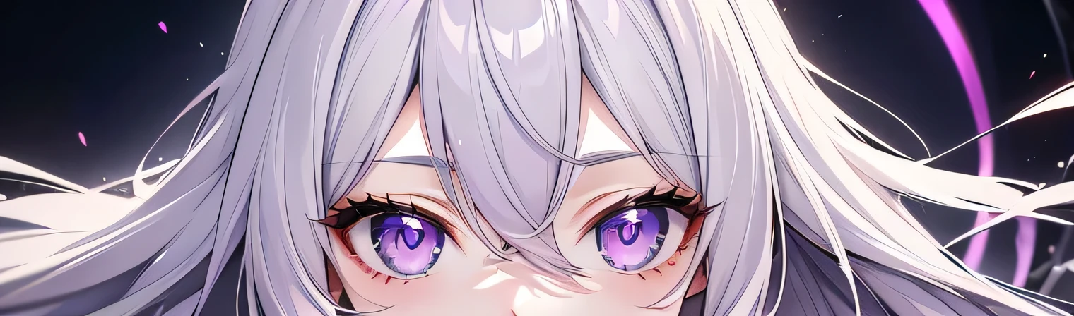 Adult Anime Girl 2d Long Hair Loose light Purple-Grayish, Age Adulthood adult, White Scleriotica, face too close, showing her eyes