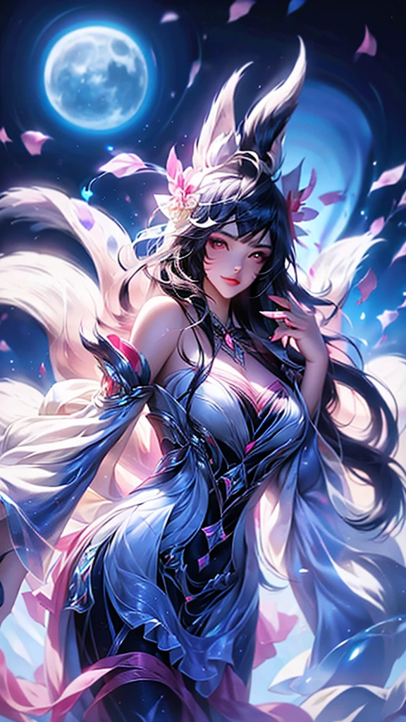 best quality,masterpiece,Ultra-high resolution,(photoactual:1.4),moonflower bush(background),20 years old ,Moonlight Flower Goddess(Japanese Girls),long white hair,crescent shaped eyes,Sexy body,,Wearing a moonflower dress,