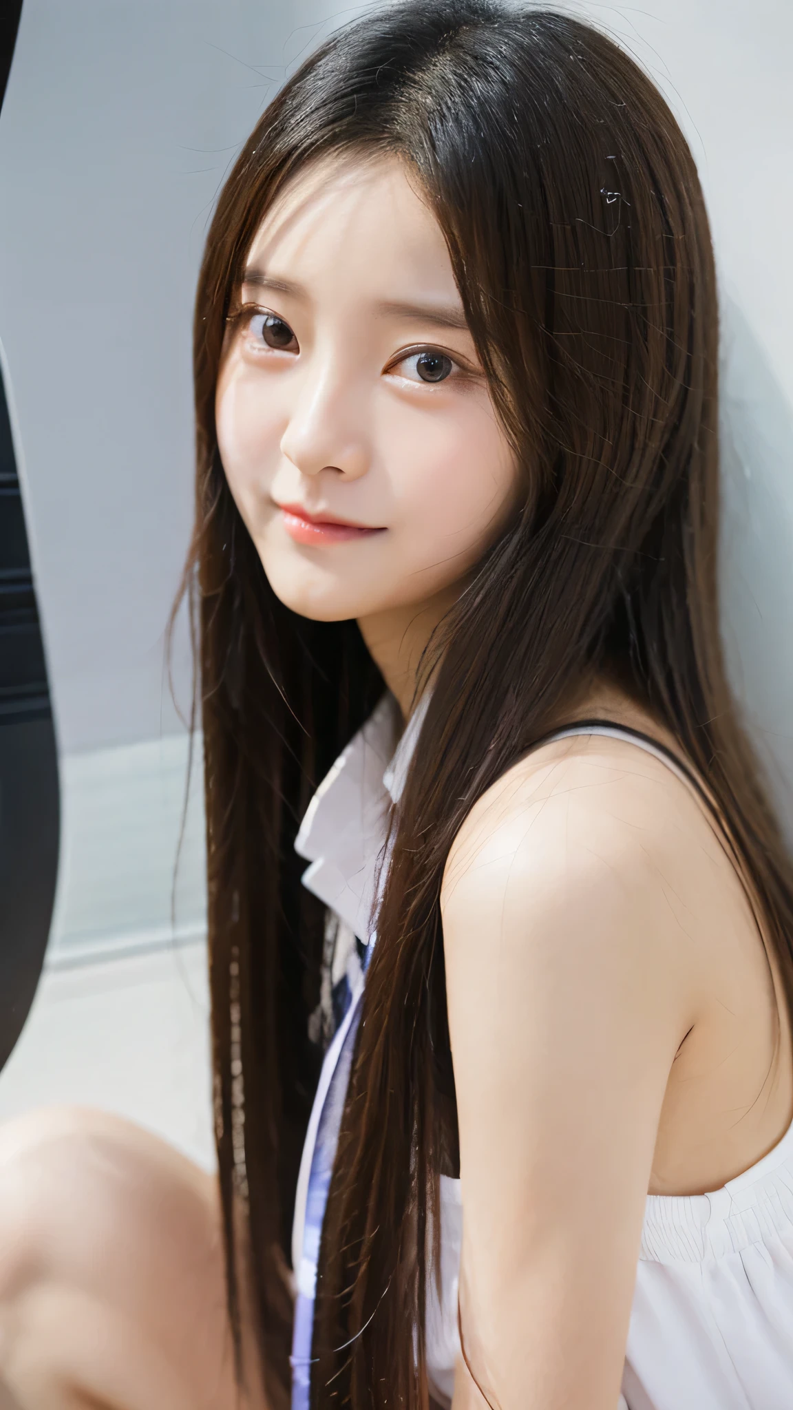 student girl korean cute face model studio photo double