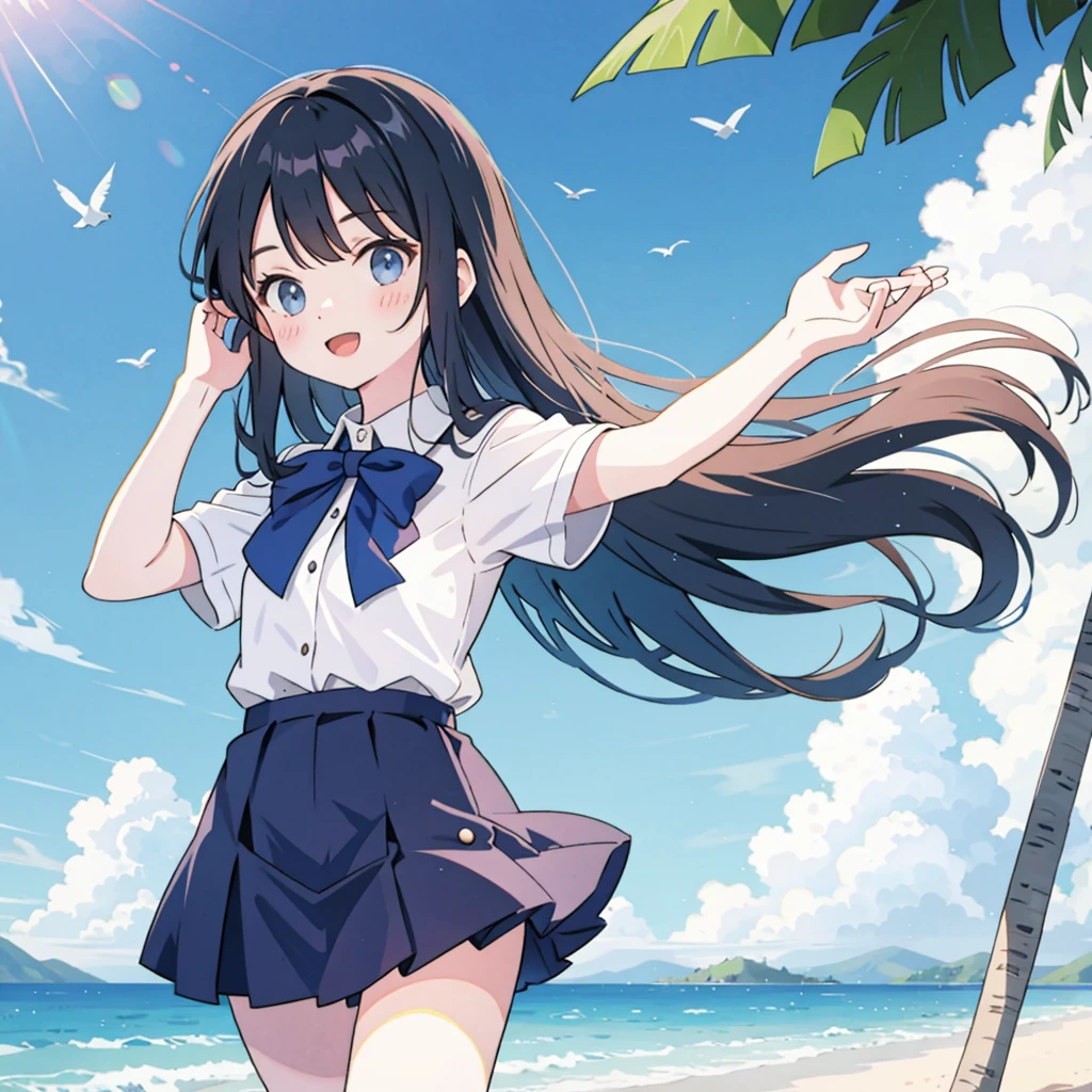 reaching girl uniform summer