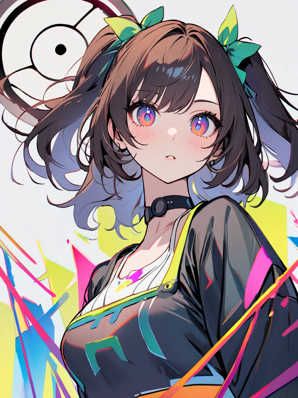 1 Girl,,two_side_up,Solitary,Large target_breast,high resolution,Nicole_start,1 Girl,hair_Ribbon,Crops_top,Watching_exist_Viewer,portrait,Watching exist Viewer,,masterpiece,best quality,absurd,up to date,higher