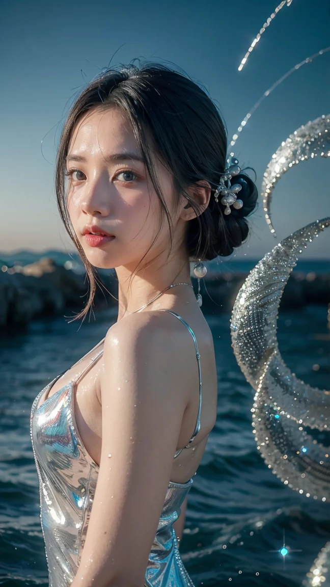((masterpiece)), ((best quality)), (ultra-detailed),(in the cave),(monster),(((many tentacles wrap arotnd the body))),a cute girl, 1girl, solo, (white girly dress),((many tentacles bound arms)), ((thin waist)),large breast, slim, slender,beautiful brown hair, beautiful blue eyes, (beautiful eyes), long hair,troubled expressio